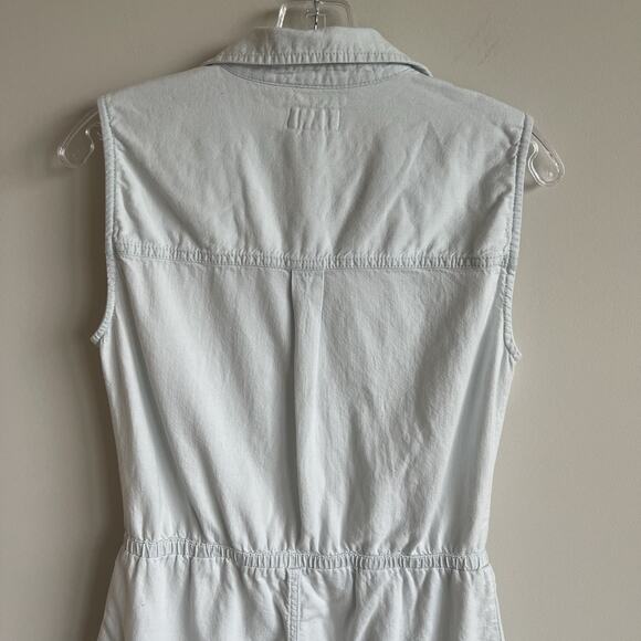 Pact 100% Organic Cotton Romper XS Button Front Utility Shorts Light Wash - Picture 7 of 14